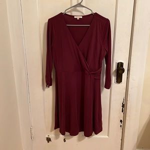 Medium skies are blue faux wrap dress